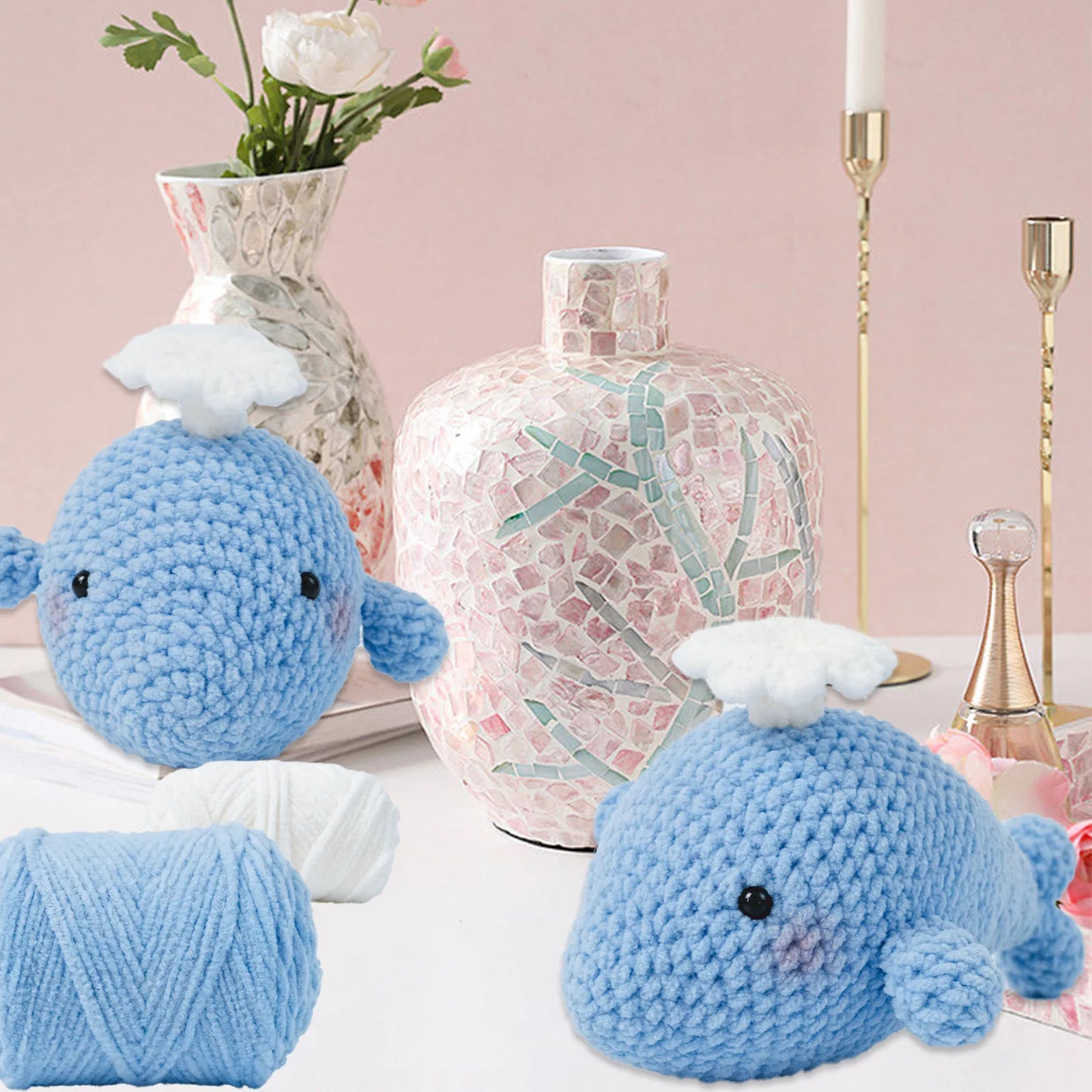 Whale Crochet Kit for Beginners,DIY Craft for Adults, Great Gift for Crochet Lovers, Step by Step Videos,Birthday Gift