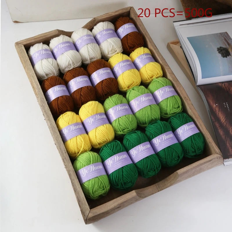 20 PCS 500g Thick Soft Knitting Yarn For DIY Hat Doll Bag Carpet Sweater Crochet Thread Handmade Medium Coarse Milk Cotton Yarn