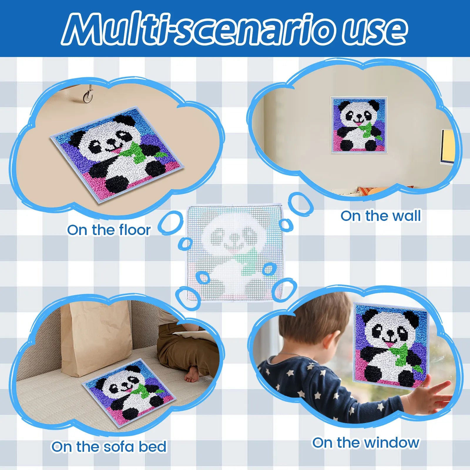 Latch Hook Kit DIY Craft Rug Fox Panda Owl