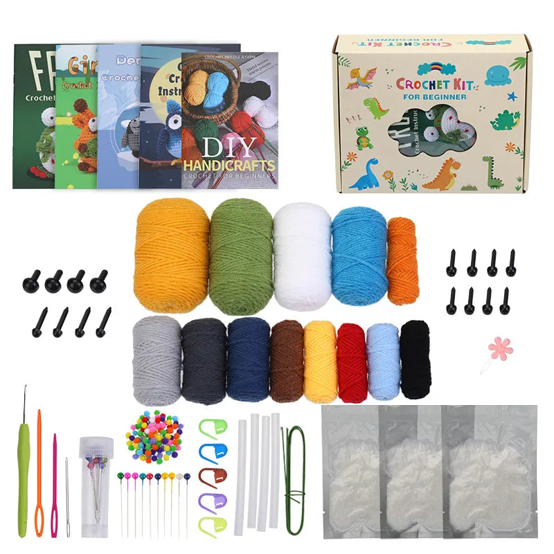 4pcs Ugly Cartoon Animal Frog Owl Pengiun Giraffe Crochet Kit DIY Crafter with Instructions
