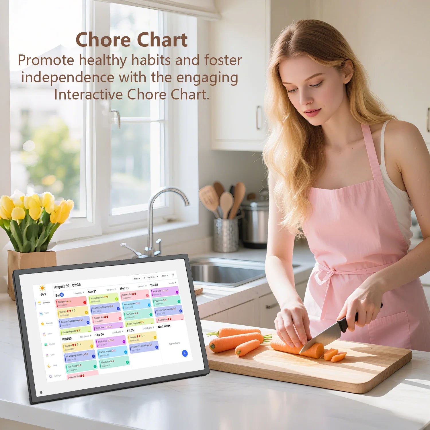 10.1 inch Digital Calendar & Chore Chart,Smart Touchscreen Interactive Display for Family Schedules, Wall & Desk Mountable