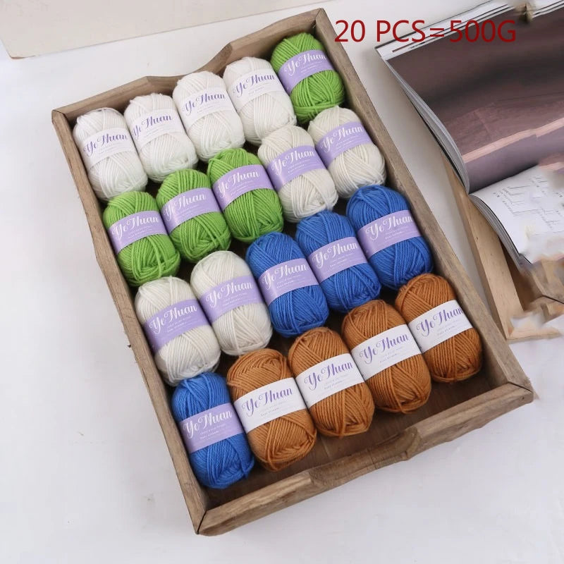20 PCS 500g Thick Soft Knitting Yarn For DIY Hat Doll Bag Carpet Sweater Crochet Thread Handmade Medium Coarse Milk Cotton Yarn