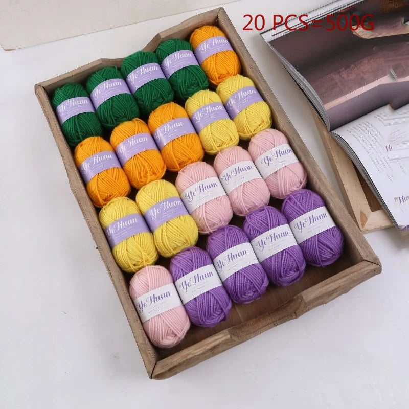 20 PCS 500g Thick Soft Knitting Yarn For DIY Hat Doll Bag Carpet Sweater Crochet Thread Handmade Medium Coarse Milk Cotton Yarn