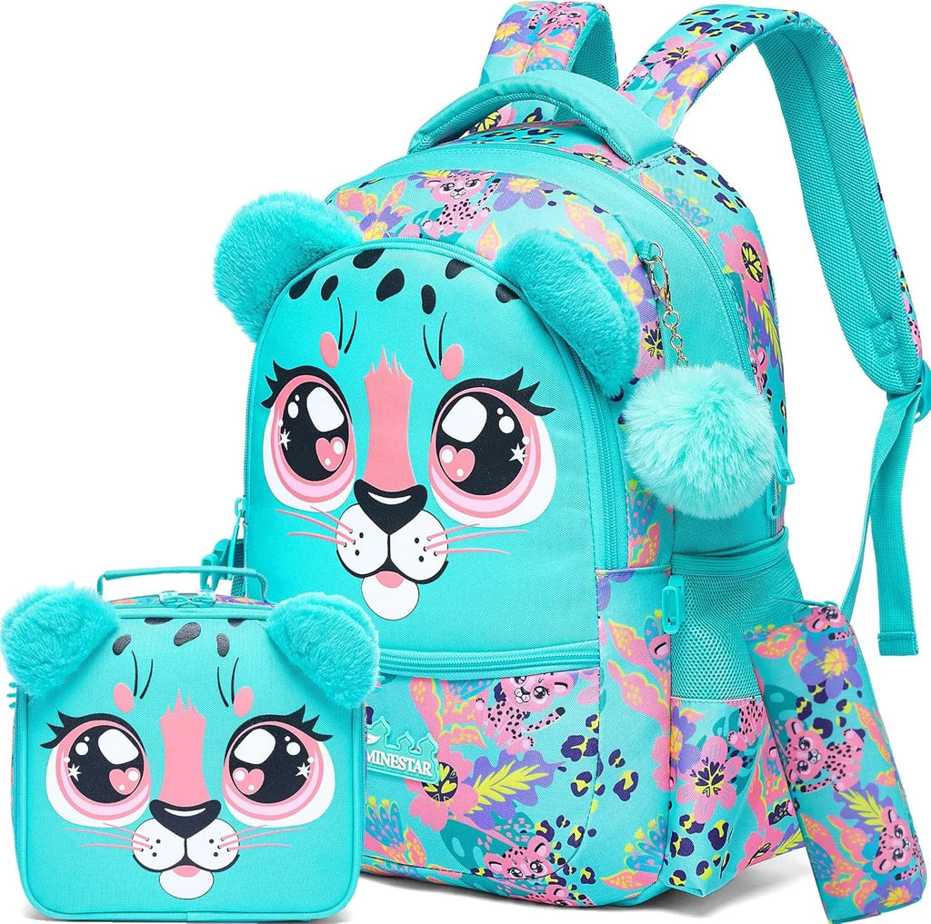 Girls School Backpack Set Multi-compartment Bookbag with Insulated Lunch Tote