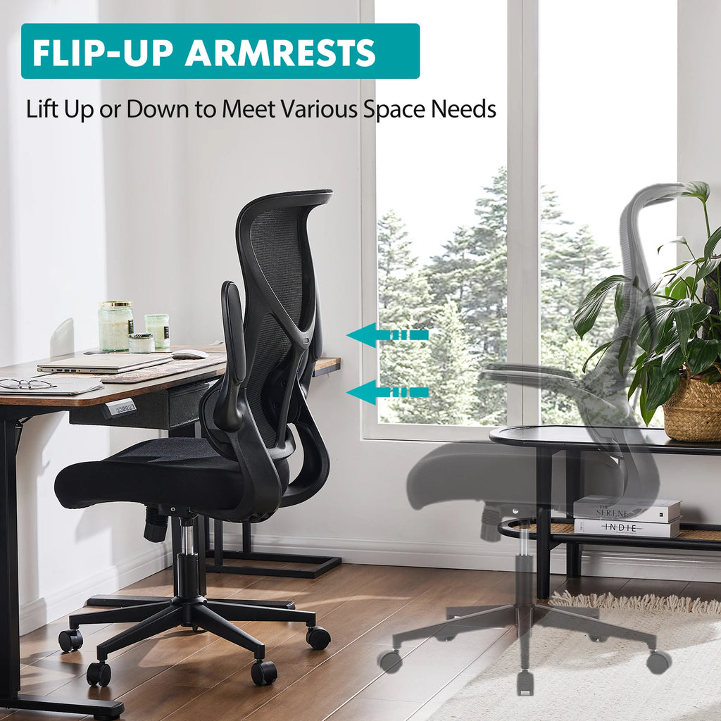 JHK Ergonomic Mesh Lumbar Support Office Desk Computer Chair High Back Swivel Rolling Gaming Chairs With Wheels And Flip-up Arms