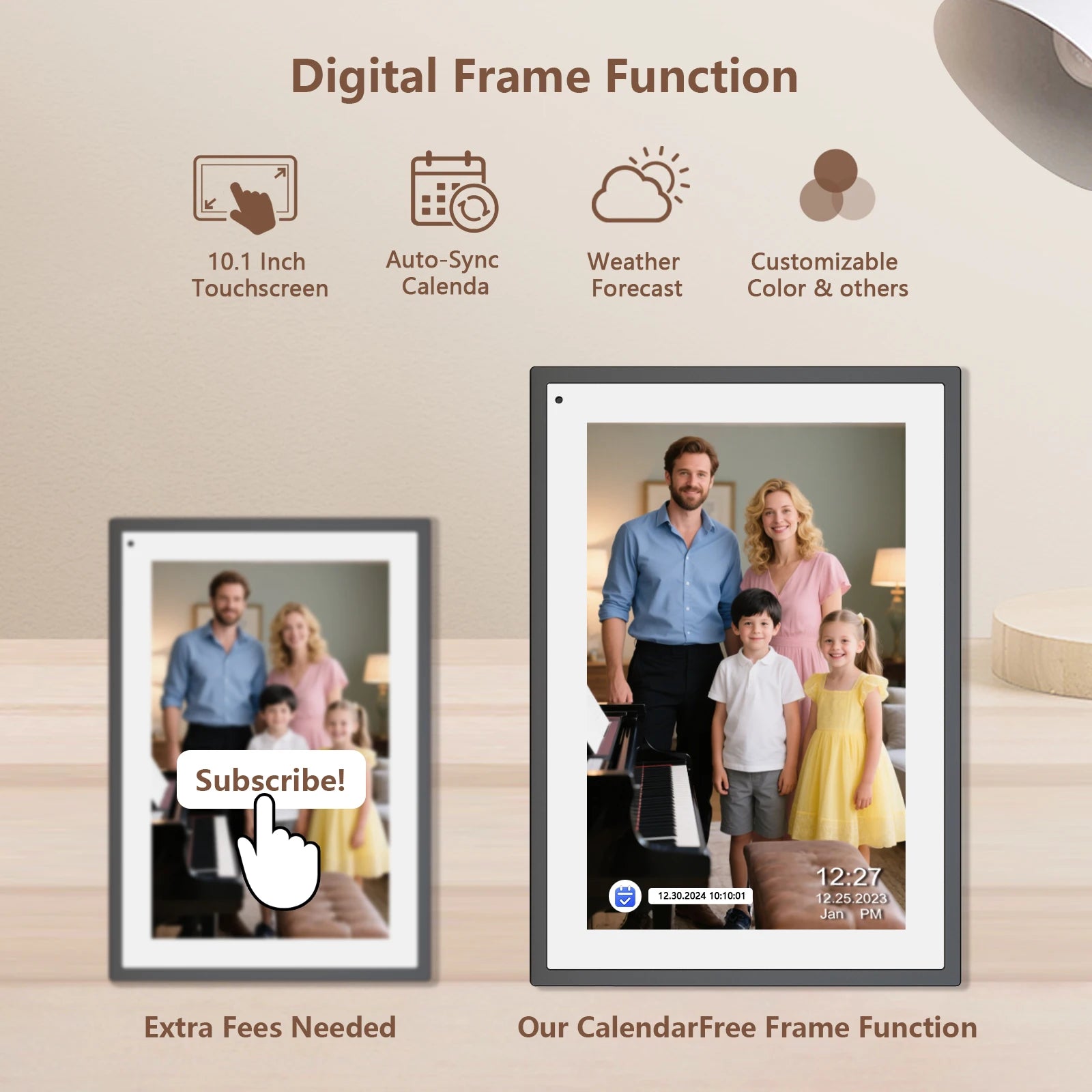 10.1 inch Digital Calendar & Chore Chart,Smart Touchscreen Interactive Display for Family Schedules, Wall & Desk Mountable