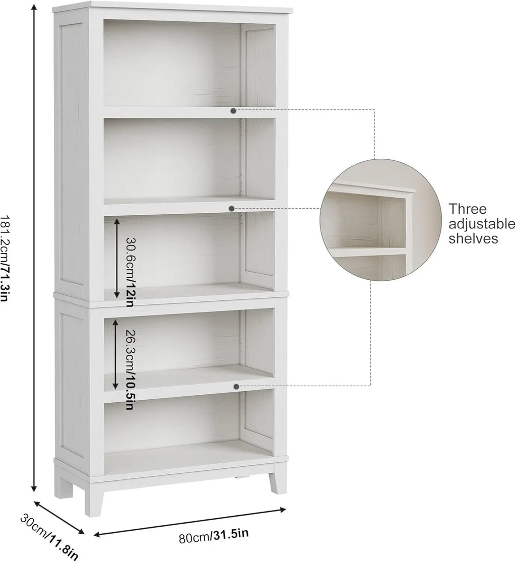 71" Tall Bookcase with Adjustable Shelves