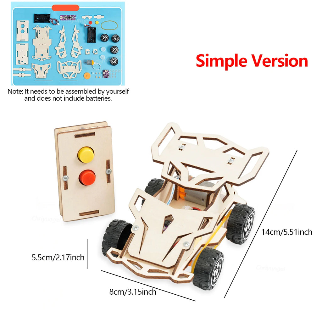 DIY Wooden Remote Control Car Mini Four-Wheel Drive Racing Car Science Experiment Kits