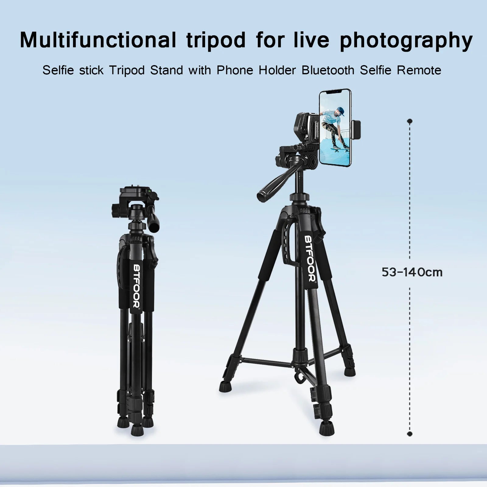 Phone Travel Self Tripod  Aluminum Tall 55”