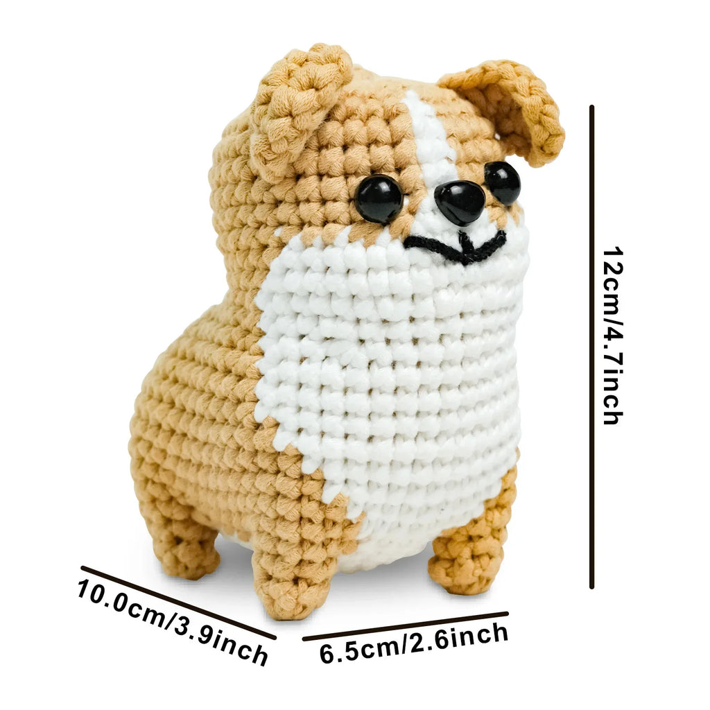 Corgi Dog Starters Crochet Kit, Crocheting Kitting for Adults, Kids, DIY Craft Gifts with Crochets Yarns Hook Step-by-Step Video