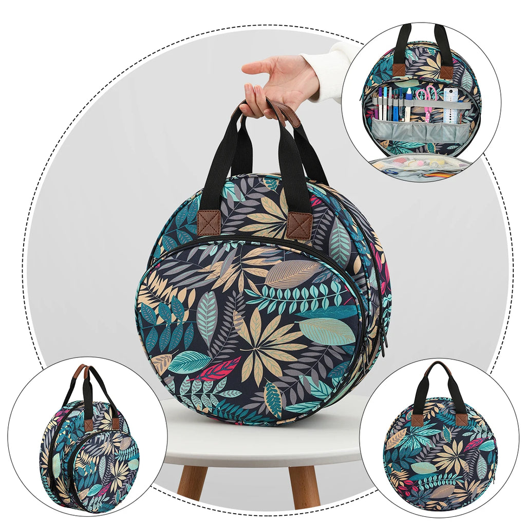 Embroidery Project Bag Embroidery Supplies Storage Carrying Tote Case with Multiple Pockets for Floss Hoops Thread Stitch Tools