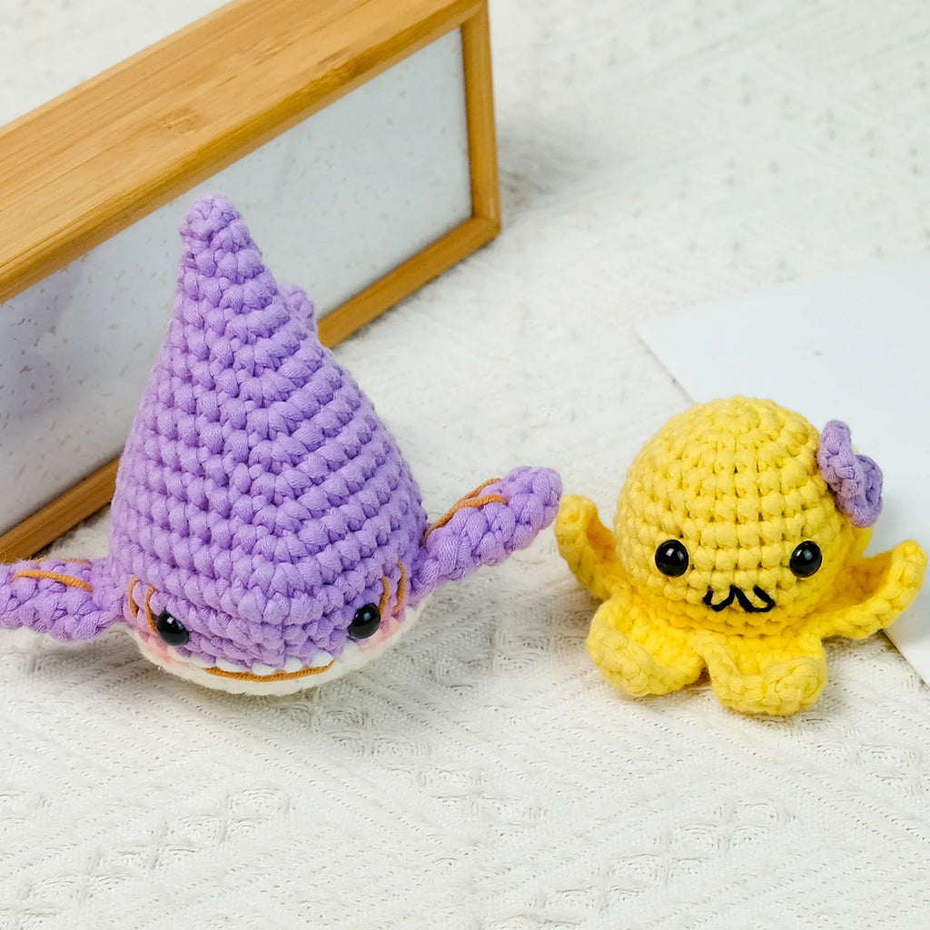 Octopus Shark Crochet Kits for Beginners Adults, Crochet Animals Set with Step-by-Step Video Tutorials, Learn To Crochet