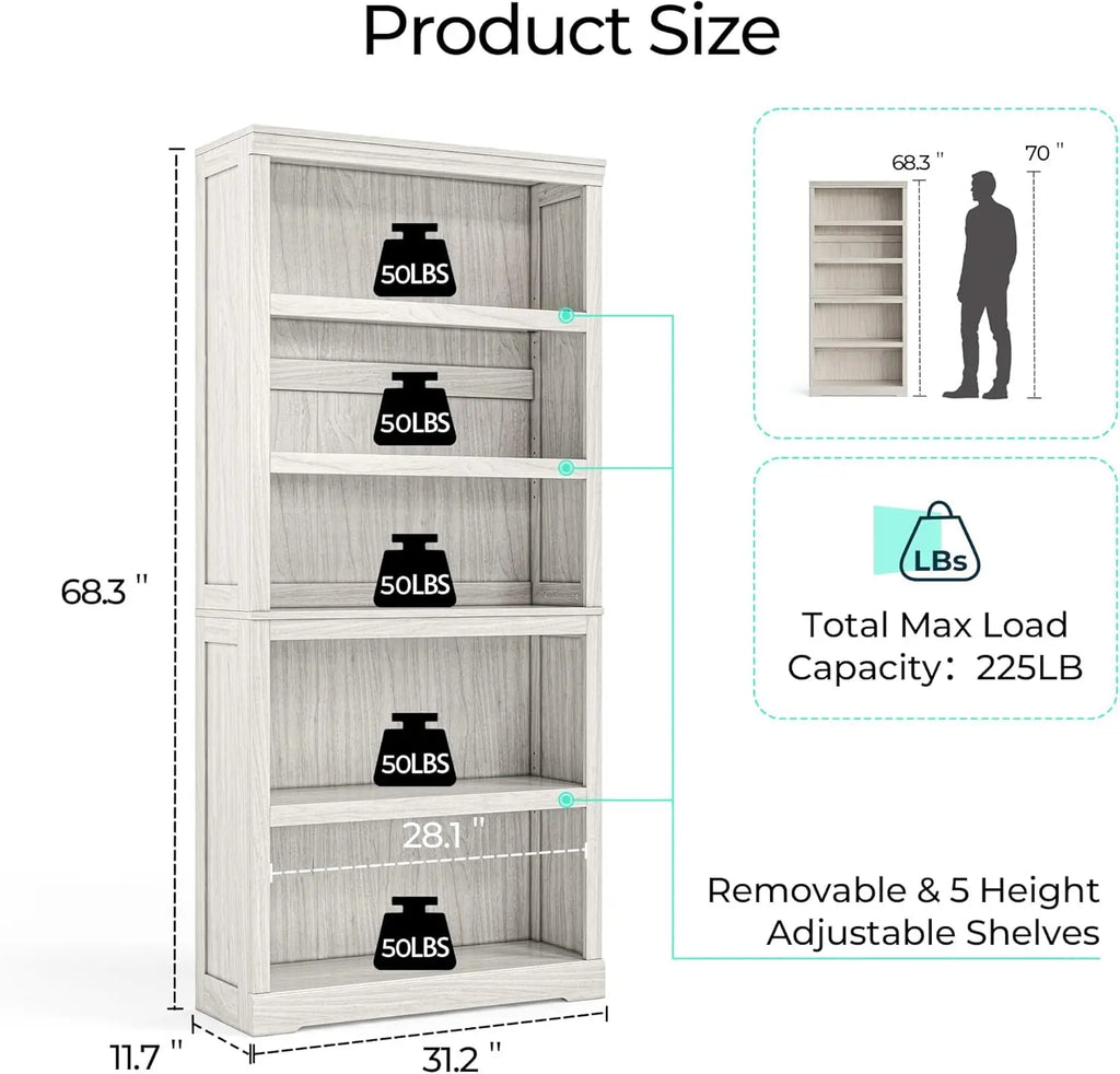 5-Shelf Bookcase 68 "Tall