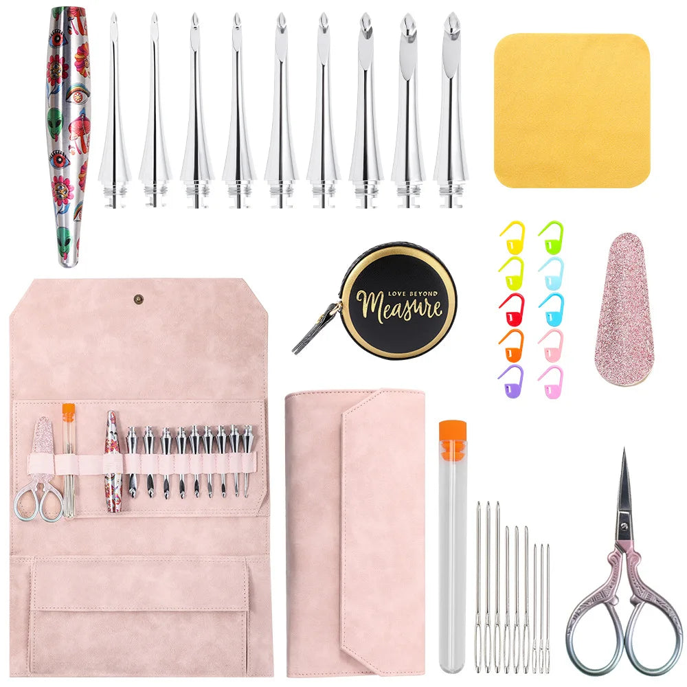 Interchangeable Crochet Hooks Set 9 Different Sizes of Metal Crochet Hooks from 3mm-8mm Ergonomic Crochet Hooks Knitting Tools