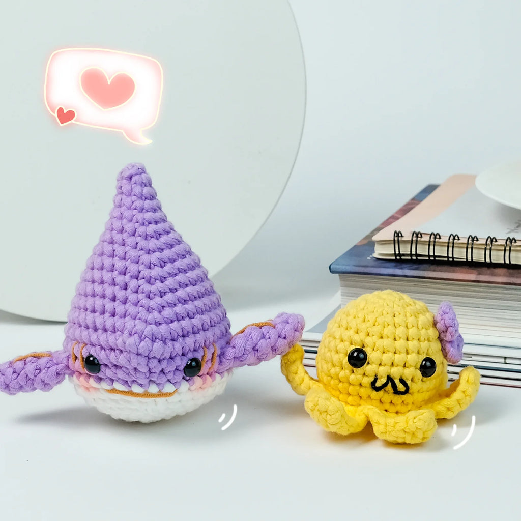 Octopus Shark Crochet Kits for Beginners Adults, Crochet Animals Set with Step-by-Step Video Tutorials, Learn To Crochet