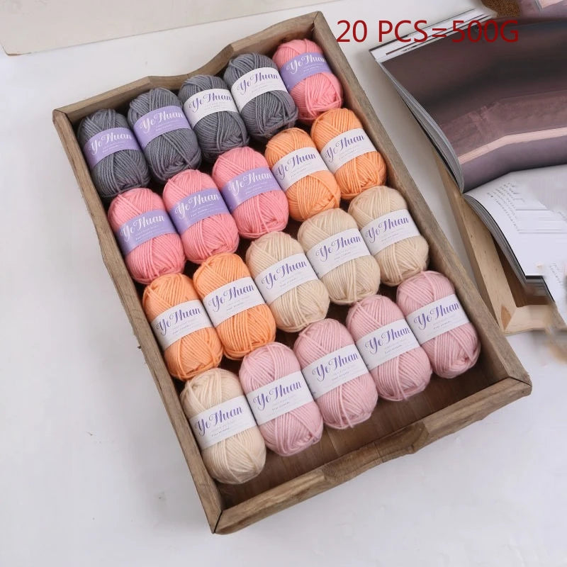 20 PCS 500g Thick Soft Knitting Yarn For DIY Hat Doll Bag Carpet Sweater Crochet Thread Handmade Medium Coarse Milk Cotton Yarn