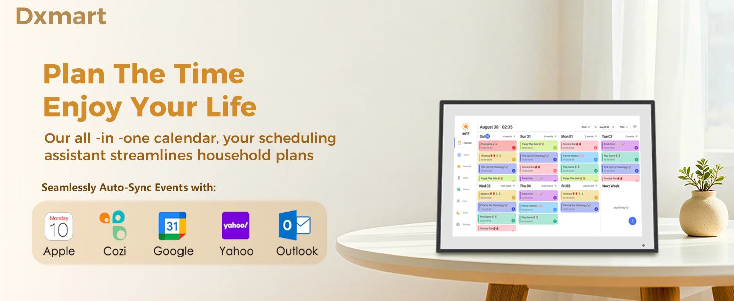 10.1 inch Digital Calendar & Chore Chart,Smart Touchscreen Interactive Display for Family Schedules, Wall & Desk Mountable