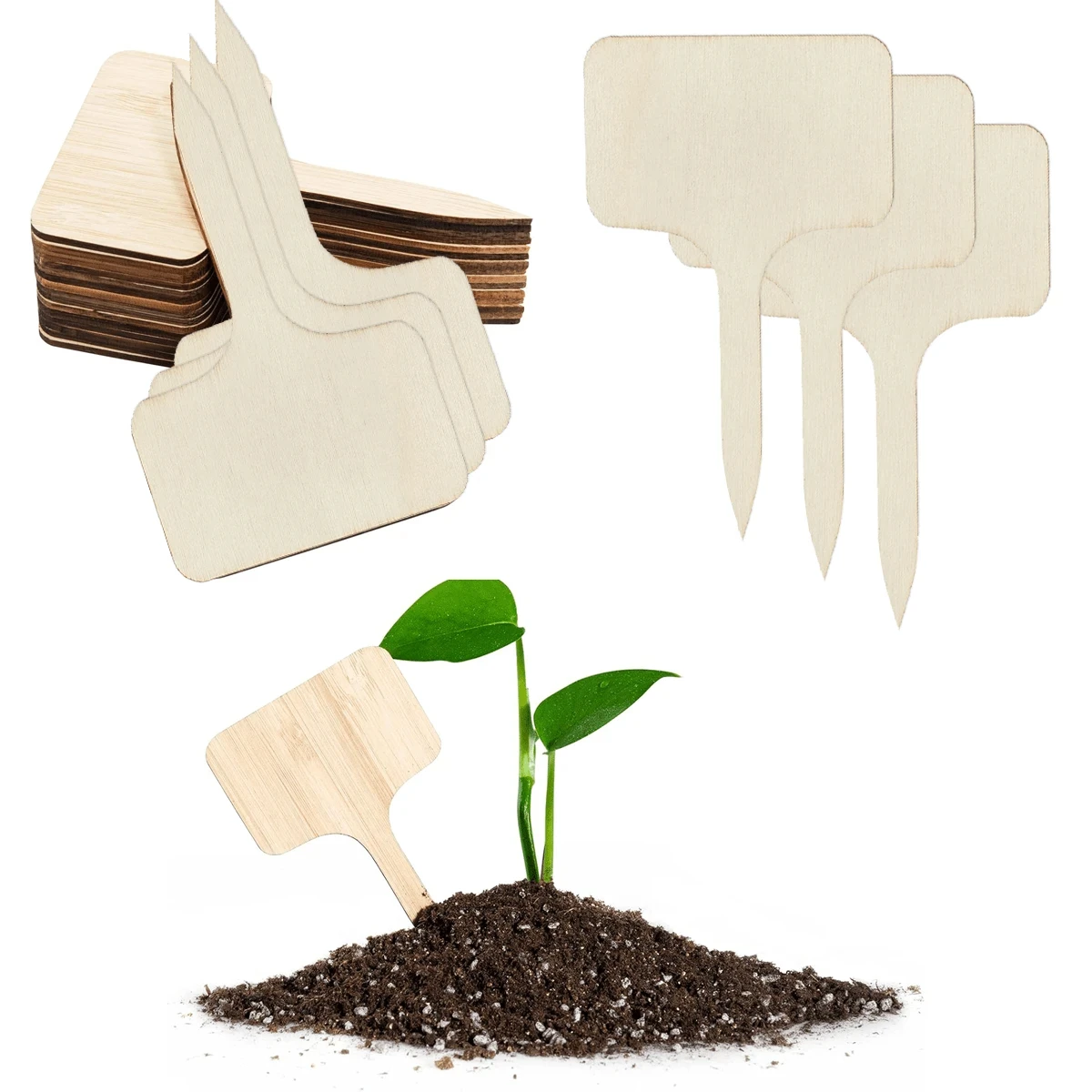 Plant Labels Wooden 100 Pieces