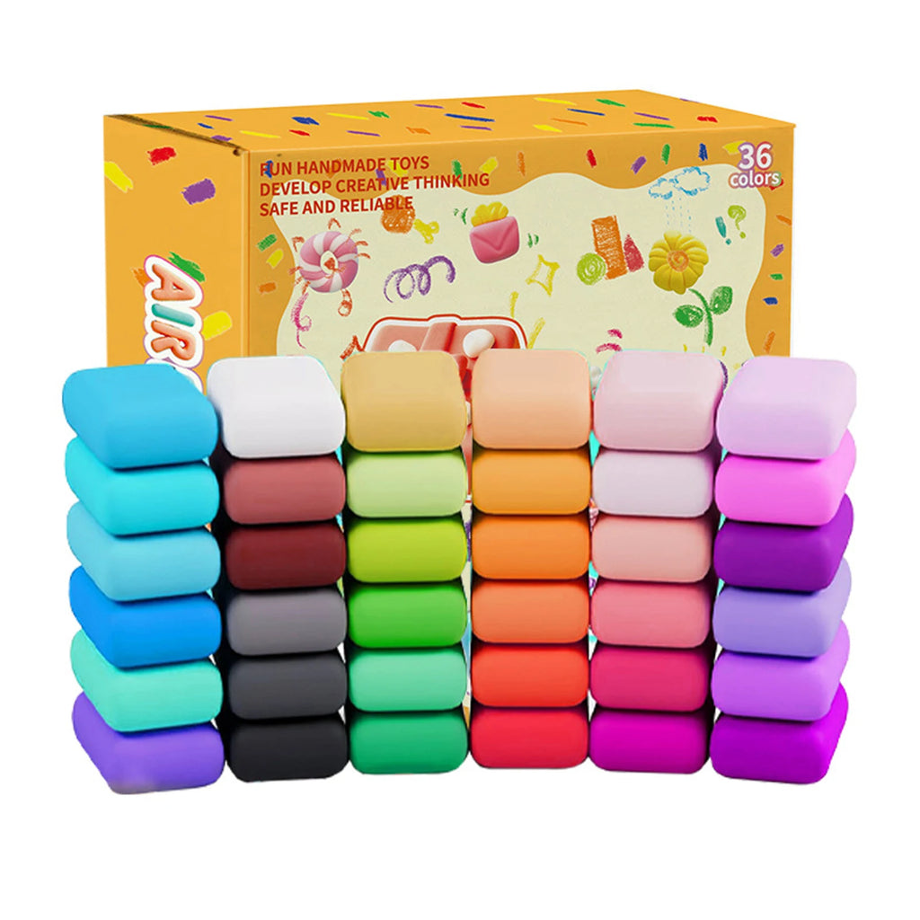 36-Color Air Dry Clay Kit with 3 Sculpting Tools - Non-Toxic Modeling Clay for Kids, No Baking Needed to Create & Keep 3D Art