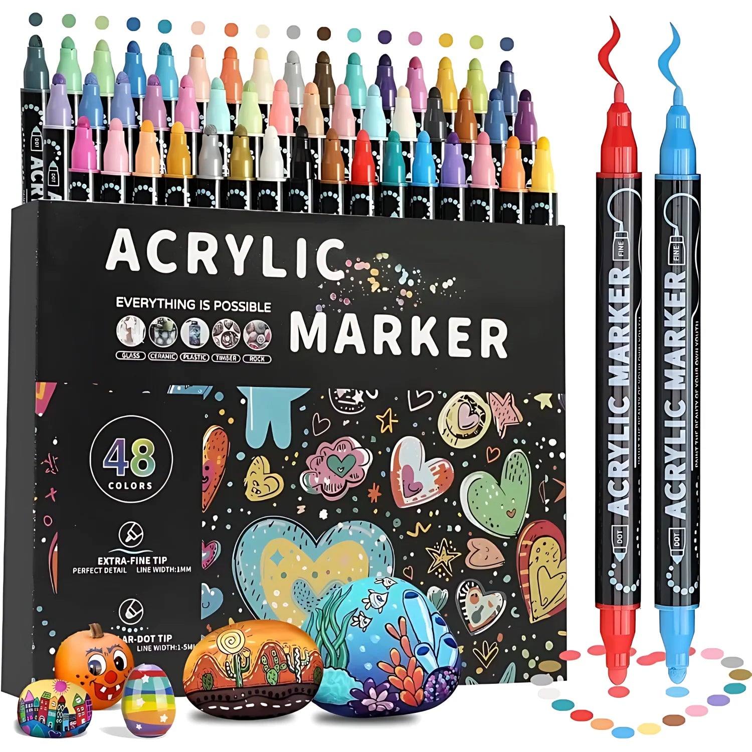 120 Color Dual Tip Acrylic Paint Pen