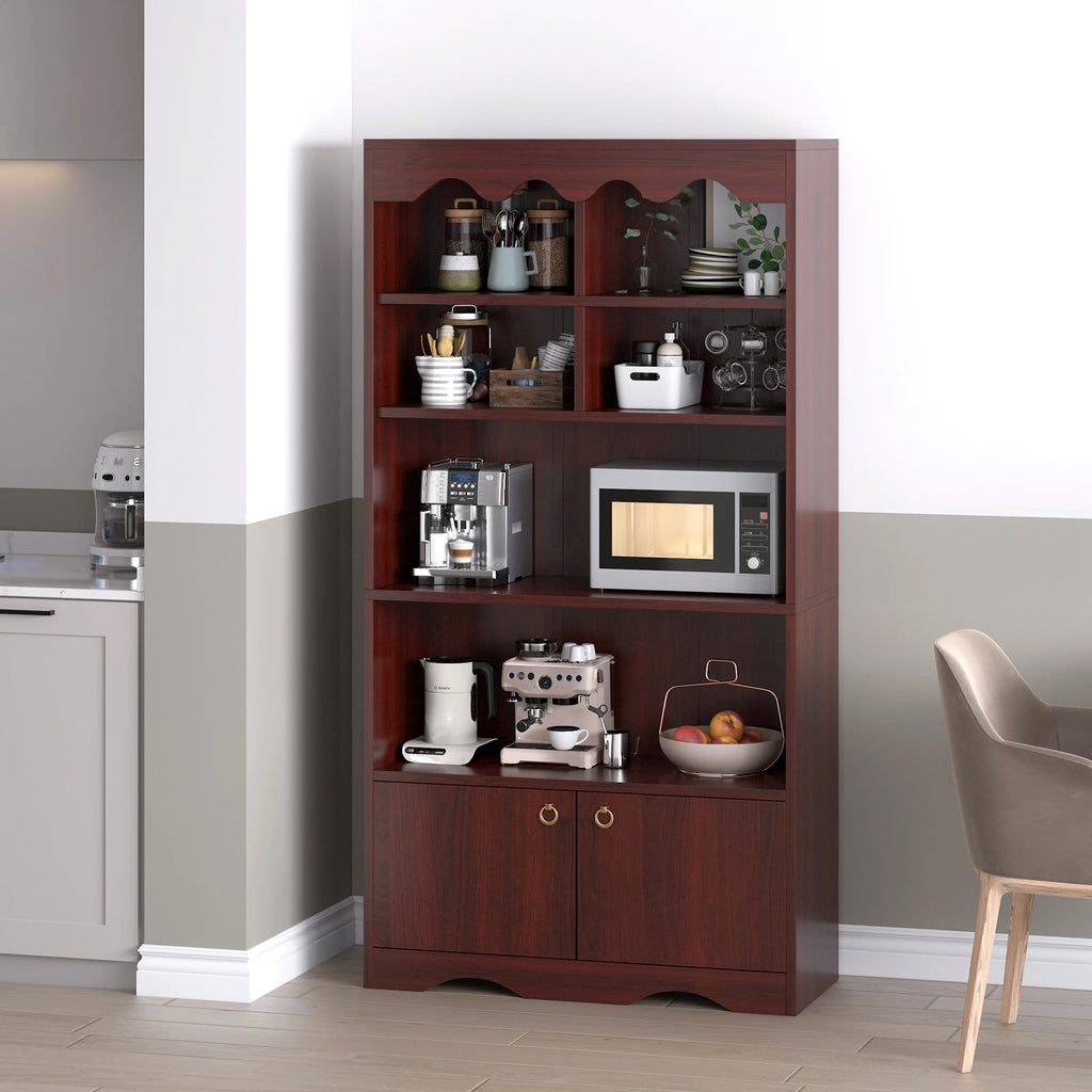 63 Inch Tall Bookcase with 6 Cubes and 2 Doors