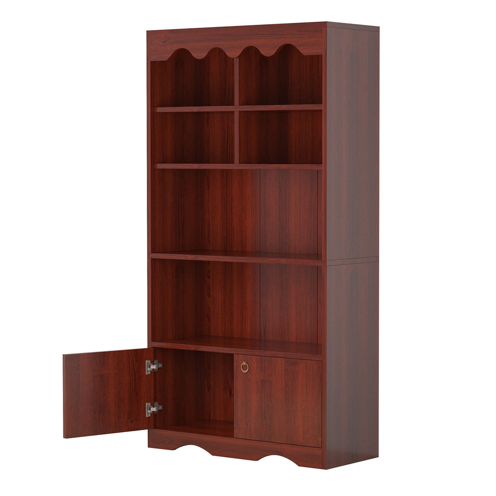 63 Inch Tall Bookcase with 6 Cubes and 2 Doors