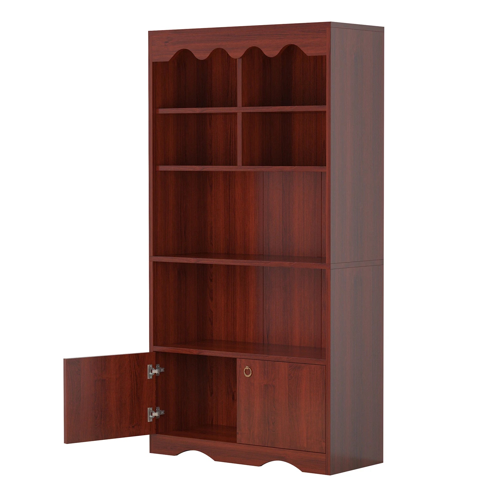 63 Inch Tall Bookcase with 6 Cubes and 2 Doors