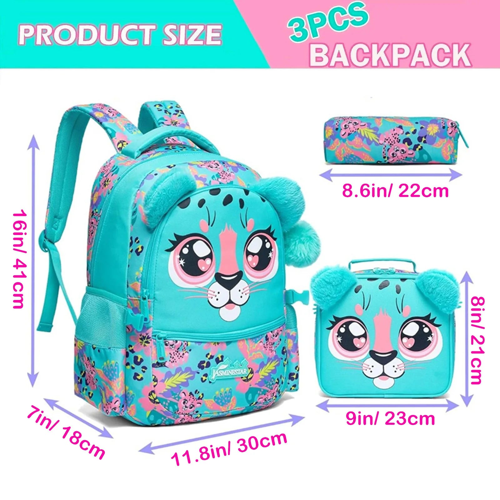 Girls School Backpack Set Multi-compartment Bookbag with Insulated Lunch Tote