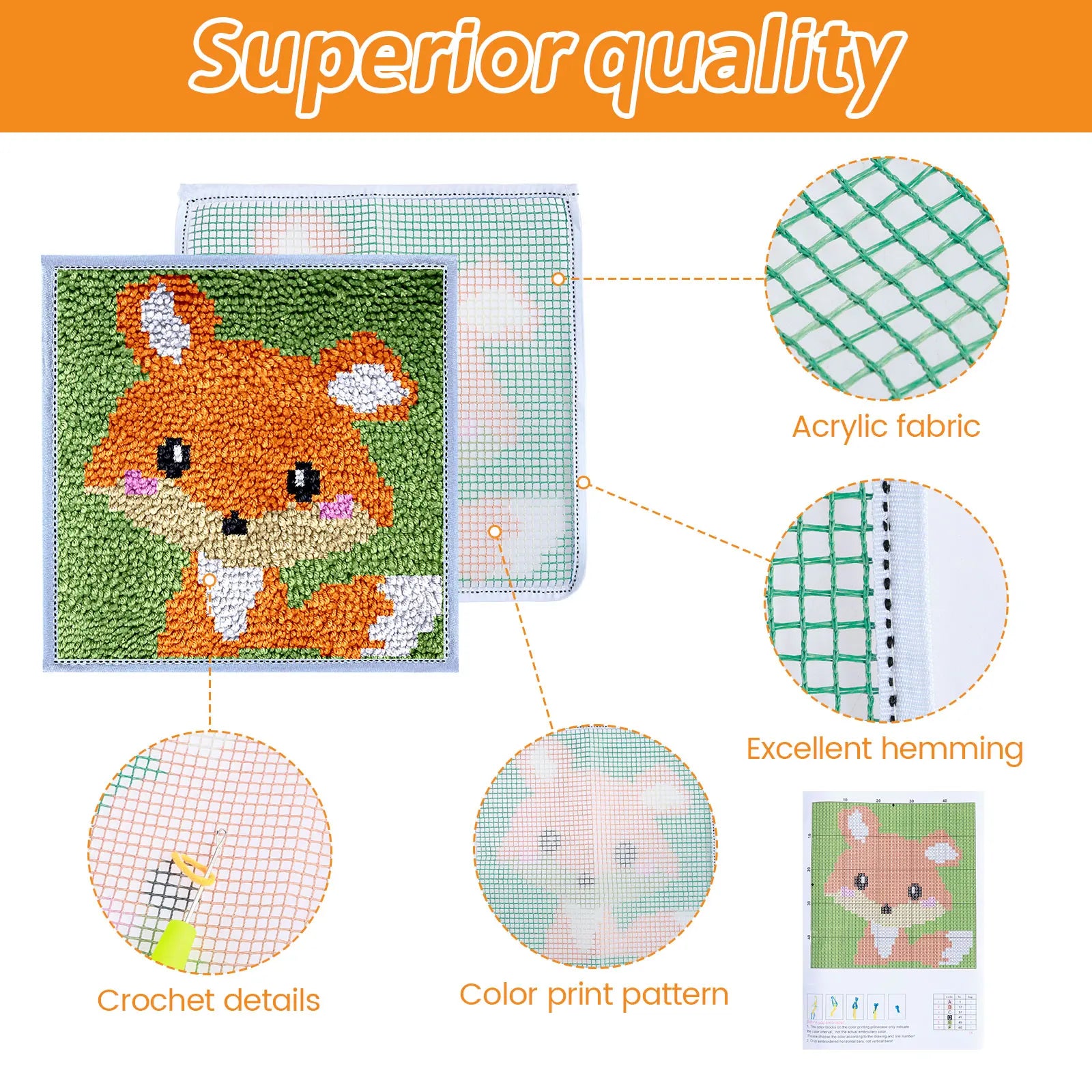 Latch Hook Kit DIY Craft Rug Fox Panda Owl