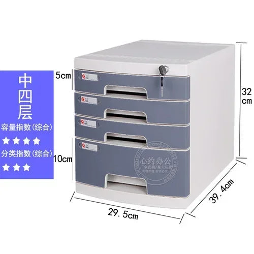 Desktop File Cabinet: A4 File Drawers with Lock, Office Receipt Storage Box, Plastic File Organizer for Desk,  Document Storage