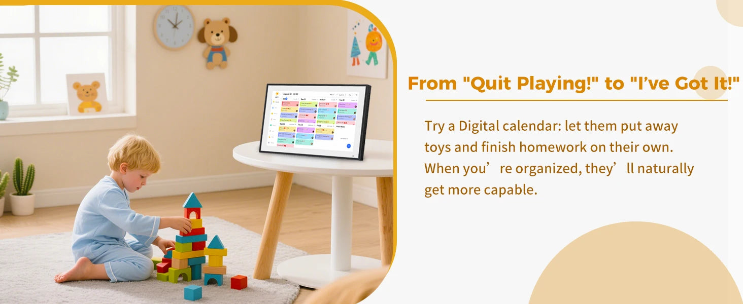 10.1 inch Digital Calendar & Chore Chart,Smart Touchscreen Interactive Display for Family Schedules, Wall & Desk Mountable