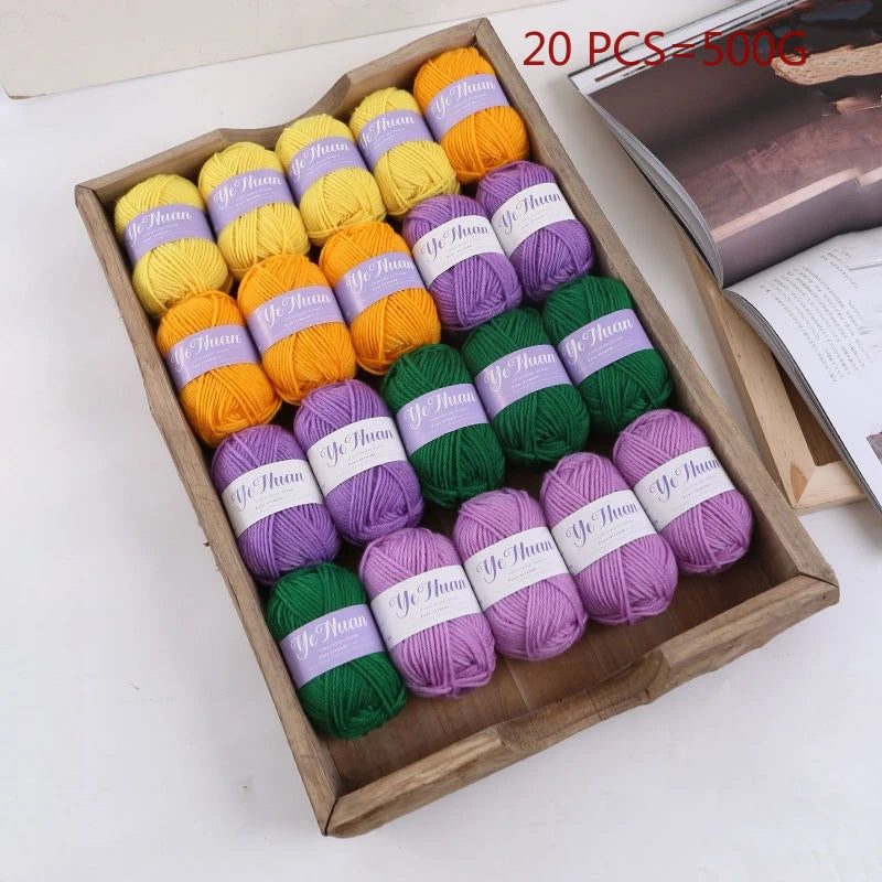 20 PCS 500g Thick Soft Knitting Yarn For DIY Hat Doll Bag Carpet Sweater Crochet Thread Handmade Medium Coarse Milk Cotton Yarn
