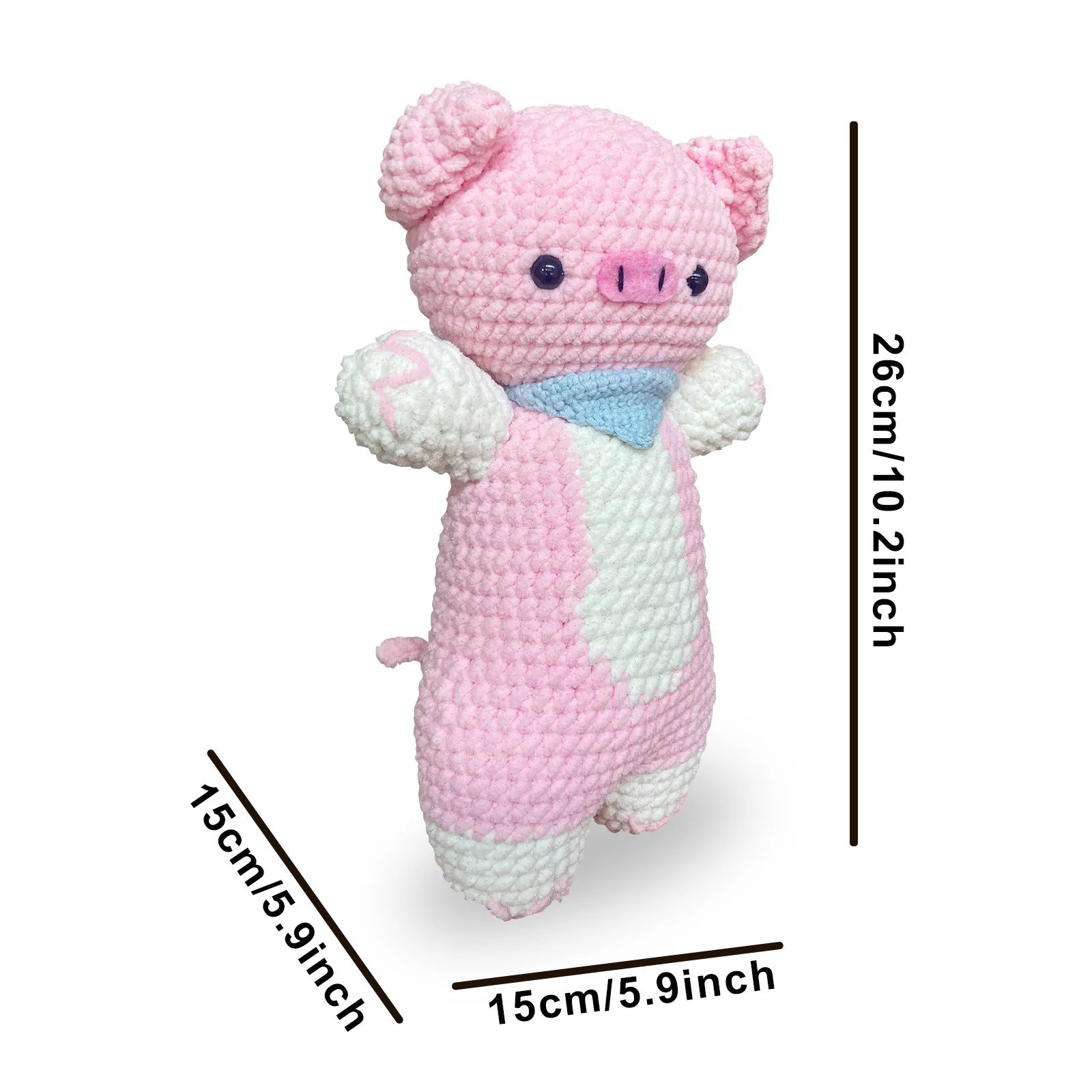 DIY Pink Pig Crochet Kit Supplies, Accessories Including Yarn Hook -with Step-by-Step Video Tutorials