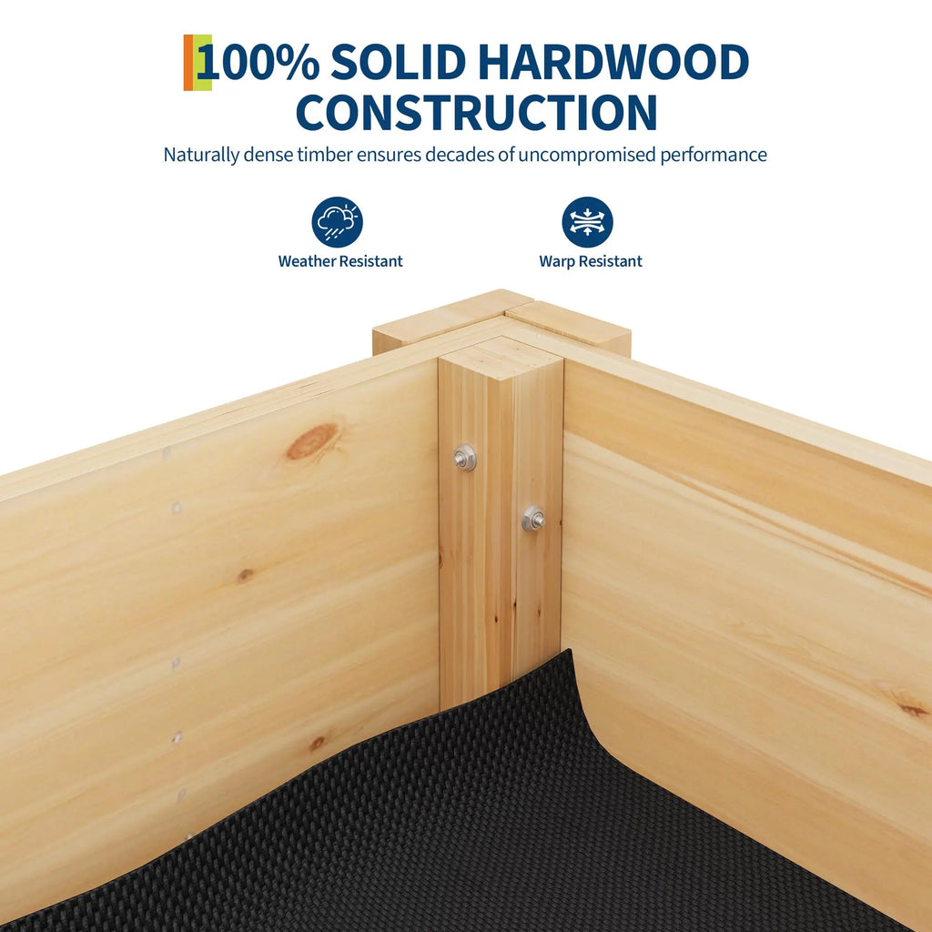 Durable Elevated Wooden Garden Bed with Legs & Hooks