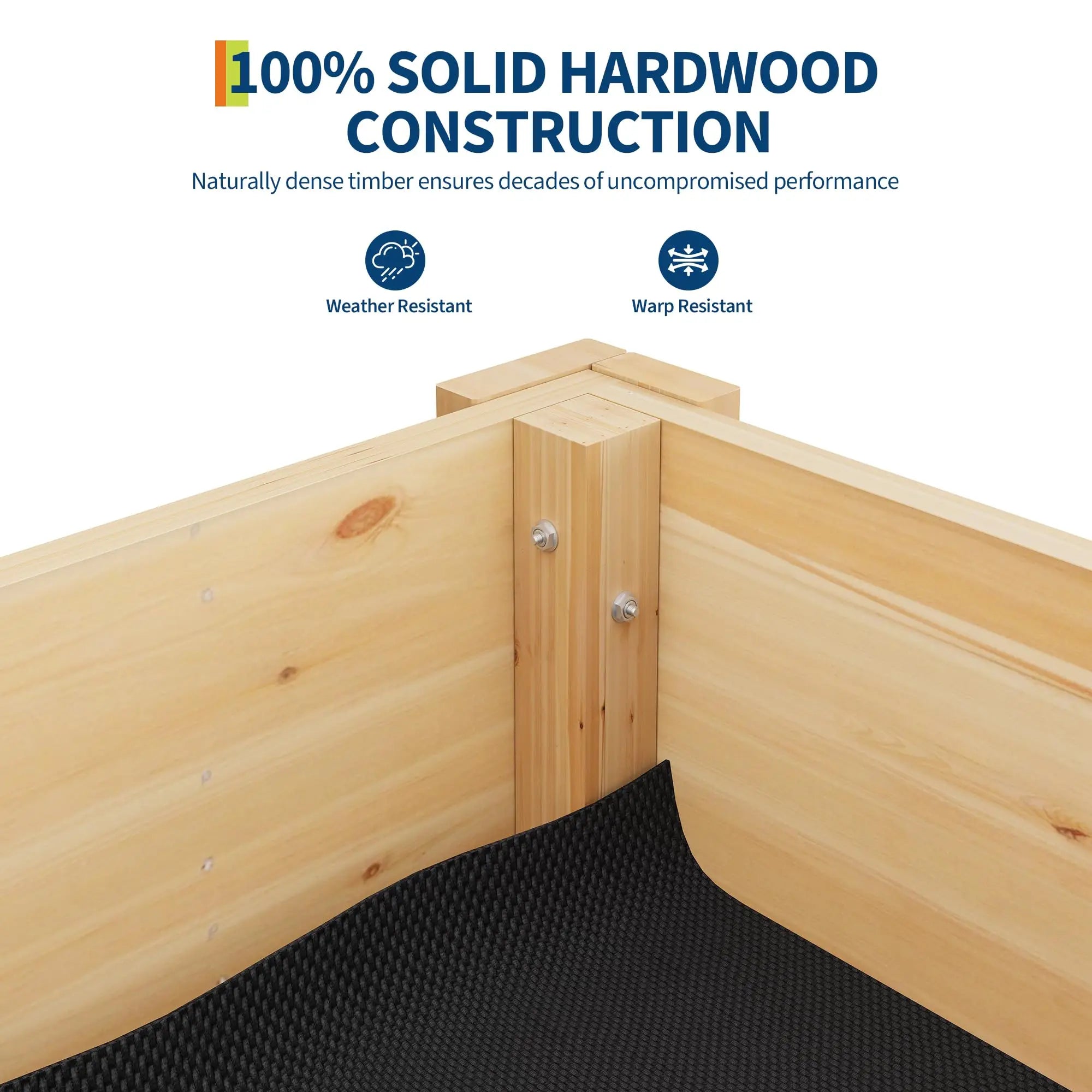 Durable Elevated Wooden Garden Bed with Legs & Hooks