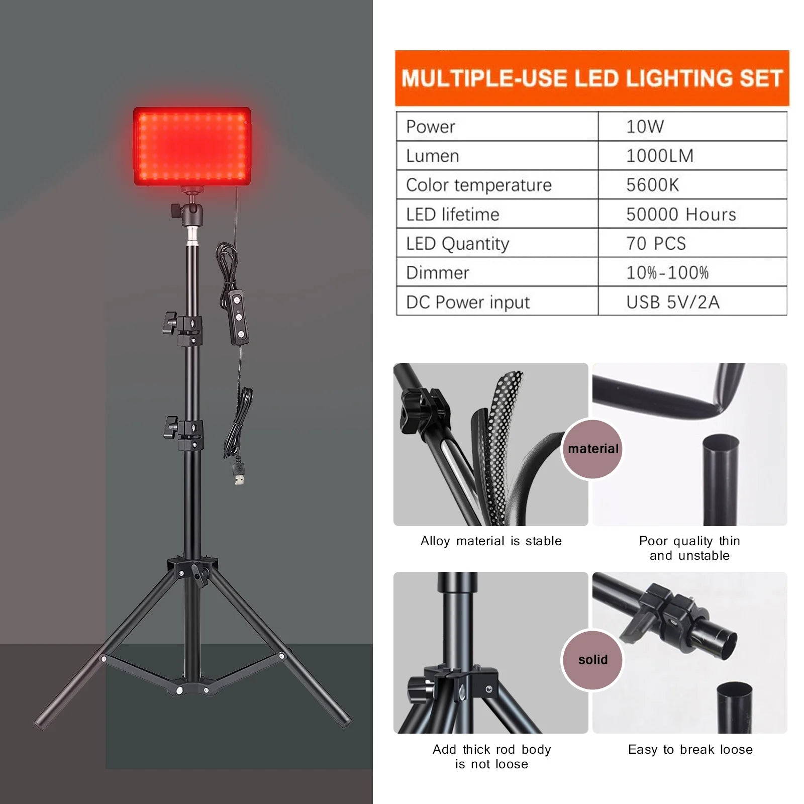 LED Photography /Video Light Panel,Tripod Stand, RGB Filters