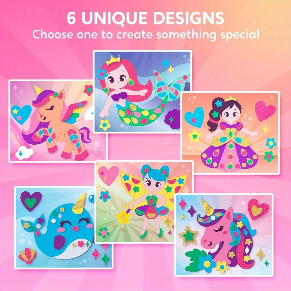 Kids Foam Art Kit EVA Foam Stickers with 6 Art Board and 800+ Stickers DIY Arts Crafts
