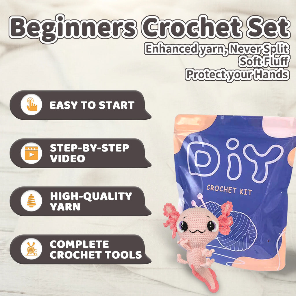 Axolotl Theme Crochet Kit for Beginners
