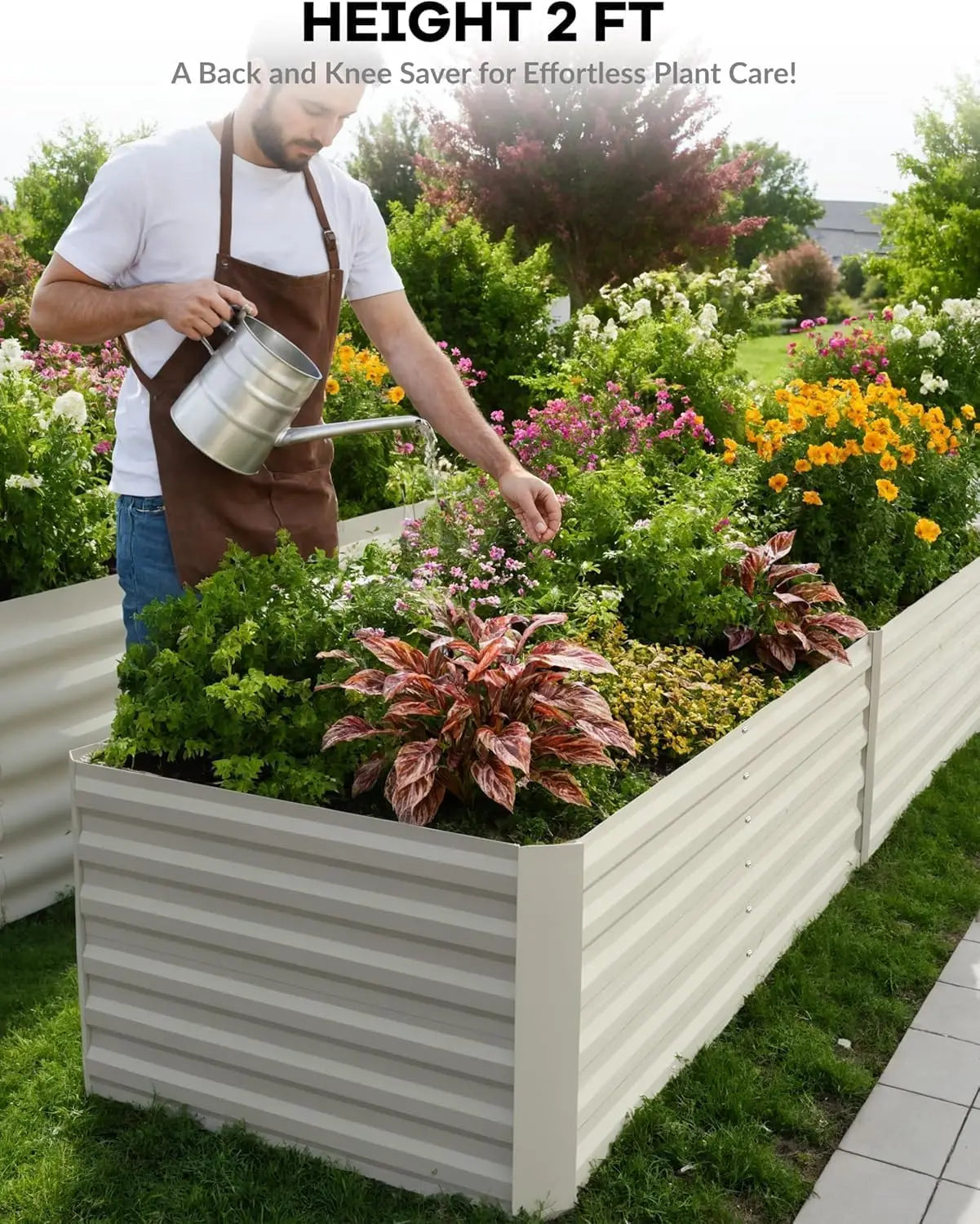 Galvanized Raised Garden Bed Deep Root Planter Box for Vegetables Flowers Herbs-Large Metal Raised Garden Bed Kit