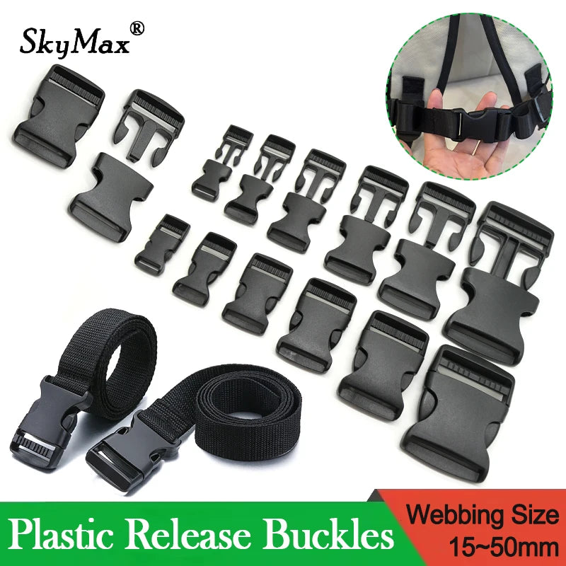2~50pcs Adjustable Belt Buckles 15/20/25/32/38/50mm Plastic Dual Side Release