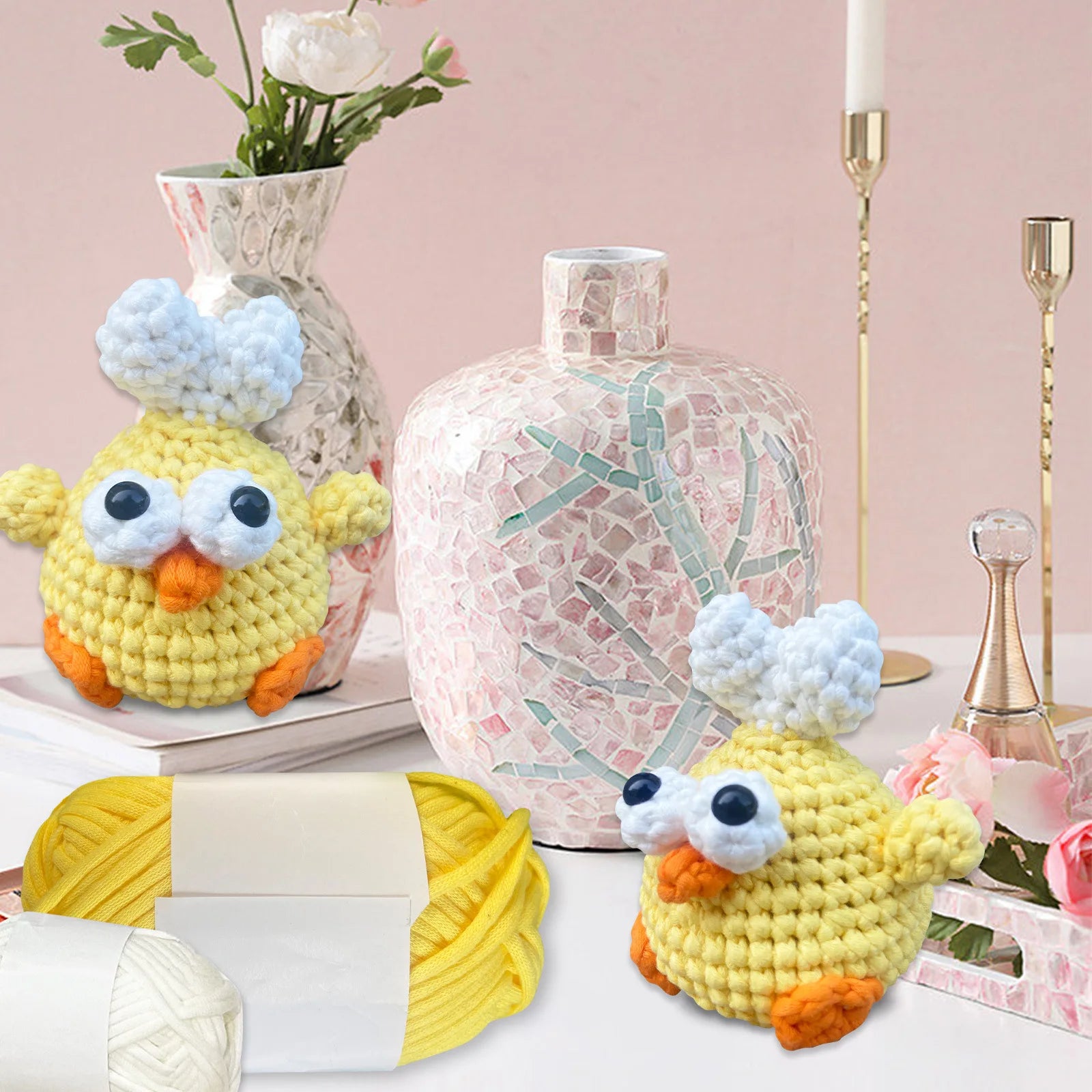 Chicken Crochet Kit Cute Animals DIY Amigurumi Starter Set with Step-by-Step Video Book Tutorial Easy Knitting Project