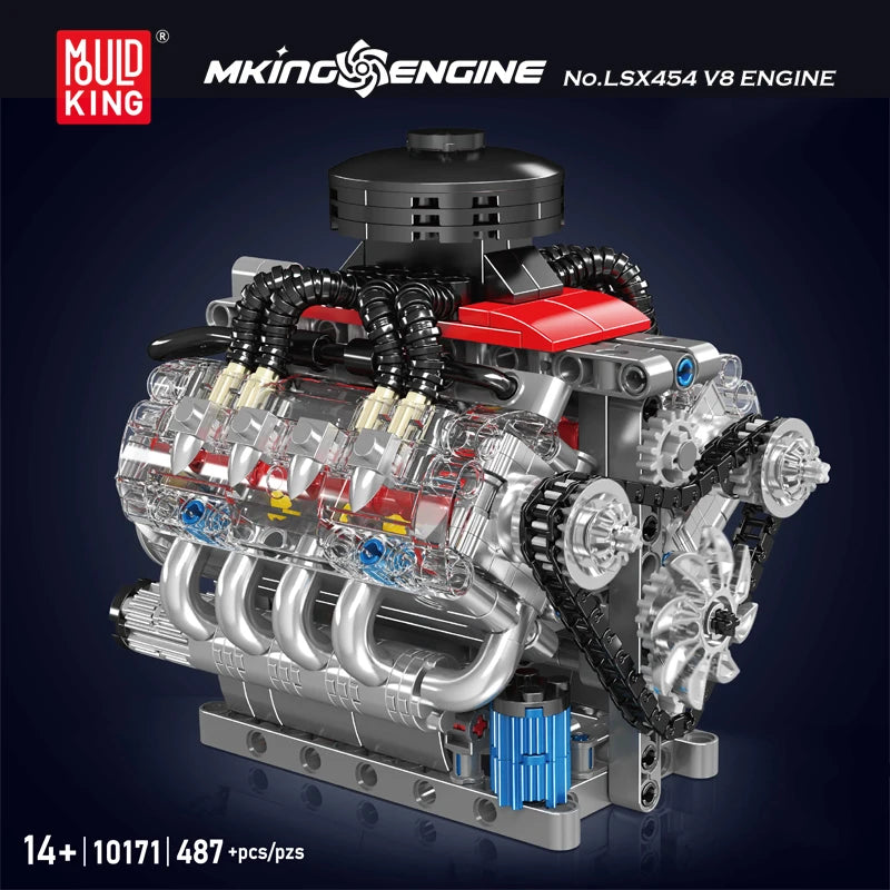V8 Engine Building Block Assembly Car Motor Brick Set