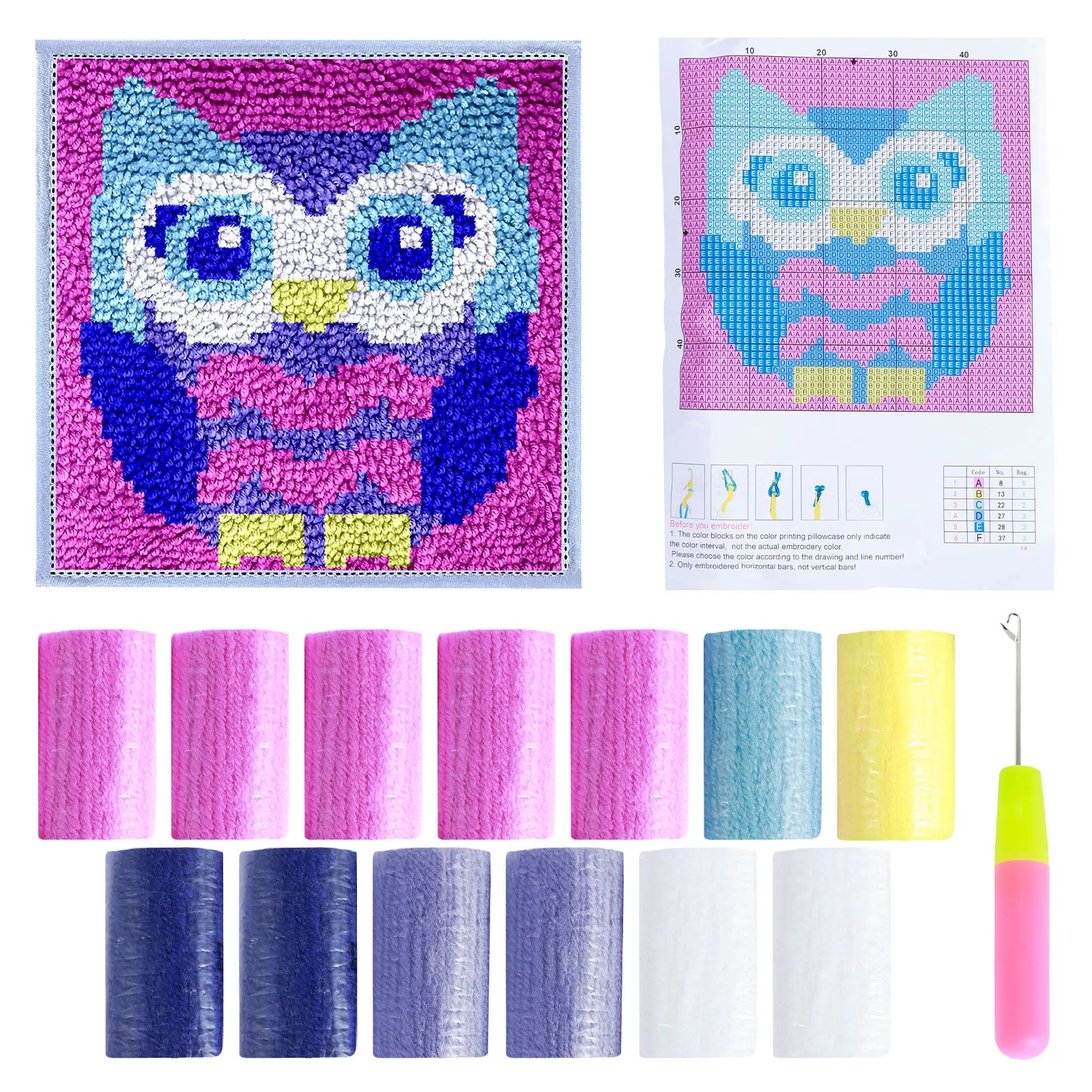 Latch Hook Kit DIY Craft Rug Fox Panda Owl