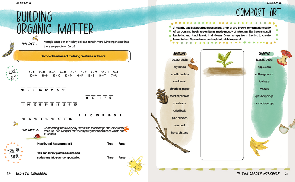 In the Garden - Workbook from Dirt Academy Kids | K-2 & 3-5th Grades