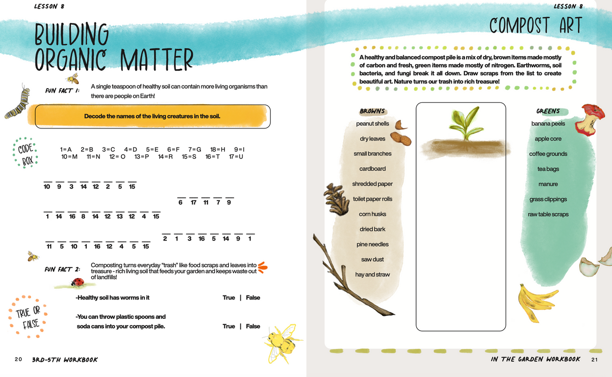 In the Garden - Workbook from Dirt Academy Kids | K-2 & 3-5th Grades