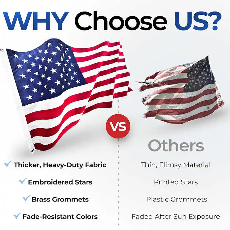 Outdoor USA Flag 3x5 Feet Waterproof Nylon Embroidered Stars Sewn Stripes Brass Grommets