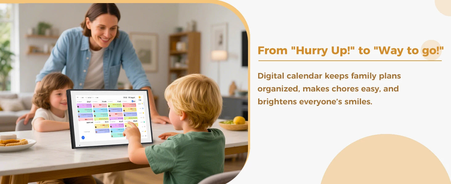 10.1 inch Digital Calendar & Chore Chart,Smart Touchscreen Interactive Display for Family Schedules, Wall & Desk Mountable
