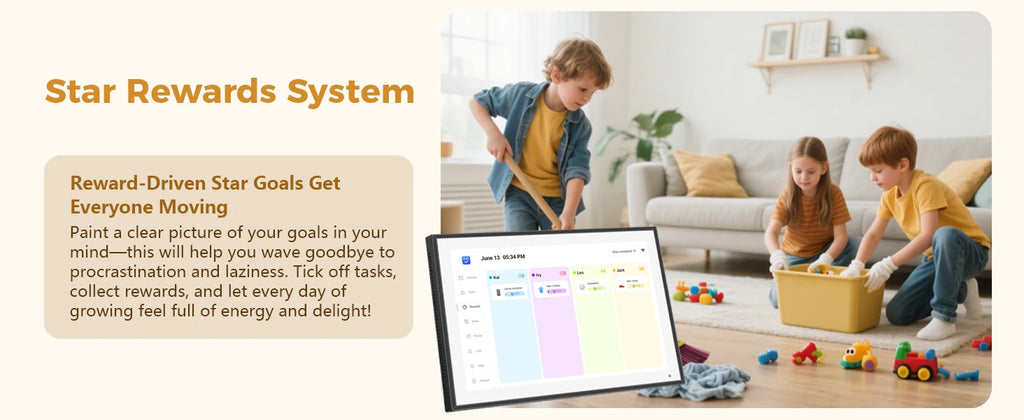 10.1 inch Digital Calendar & Chore Chart,Smart Touchscreen Interactive Display for Family Schedules, Wall & Desk Mountable
