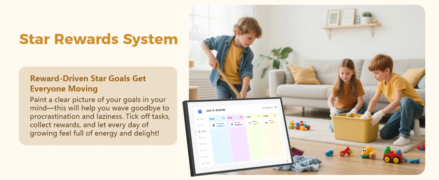 10.1 inch Digital Calendar & Chore Chart,Smart Touchscreen Interactive Display for Family Schedules, Wall & Desk Mountable