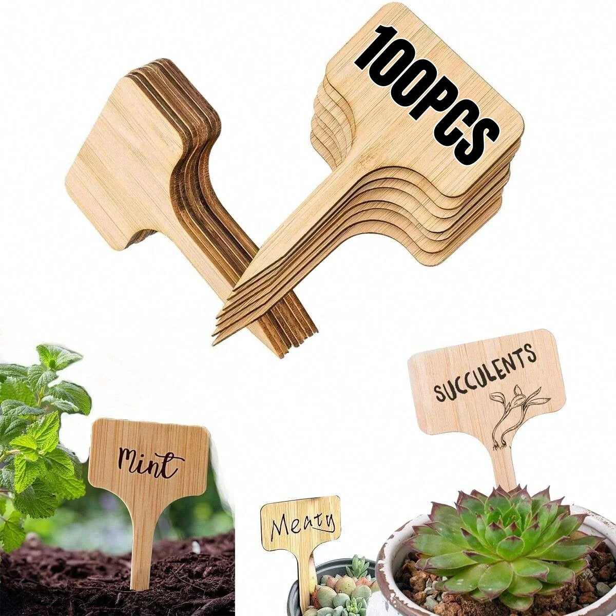 100Pcs Wooden Plant Labels